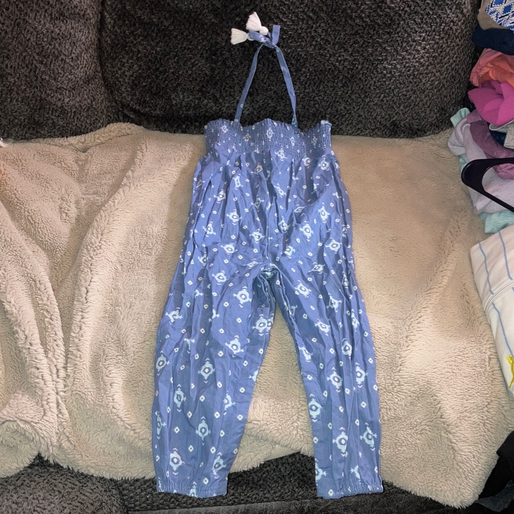 🔹4 for $30 Rachel Zoe Kids Blue and White Patterned Jumpsuit, Size 2T